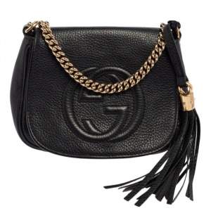 Pre Owned Gucci Black Leather Soho Chain Crossbody Bag