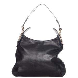 Gucci Black Calf Leather Creole Hobo Bag 
