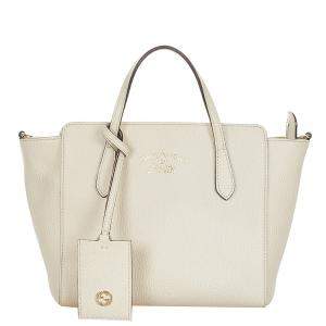 Gucci White Leather Mini Swing Tote Bag