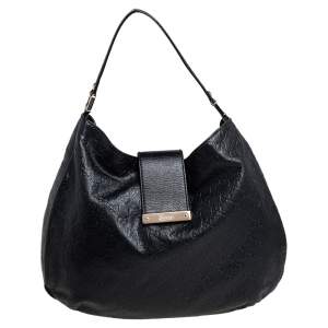مملوكة مسبقًا Gucci Black Guccissima Leather Large New Ladies Vintage Web Hobo