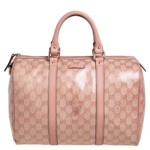 Gucci Pink GG Crystal Canvas Medium Joy Boston Bag
