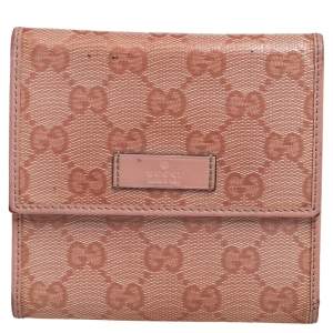 Gucci Pink GG Crystal Canvas Joy French Wallet
