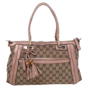 Gucci Beige GG Canvas and Leather Bell Satchel