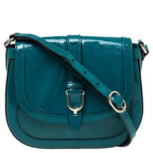 Gucci Teal Blue Microguccissima Patent Leather Nice Crossbody Bag
