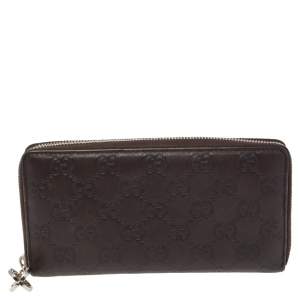 Gucci Brown Guccissima Leather Zip Around Wallet