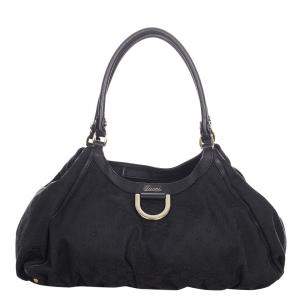 Gucci Black Canvas Fabric Abbey D-Ring Shoulder Bag