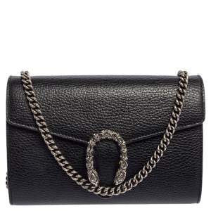 مملوكة مسبقًا محفظة غوتشي ميني ديونسوس جلد أسود بسلسلة