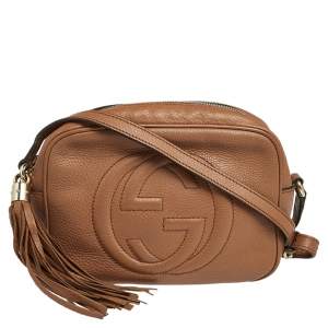 Gucci Tan Leather Small Soho Disco Crossbody Bag