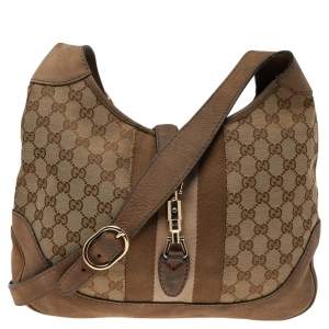 Gucci Beige Canvas And Leather Jackie Hobo