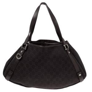 Gucci Chocolate Brown GG Canvas and Leather Trim Abbey Tote
