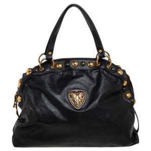 Pre Owned Gucci Black Leather Babouska Dome Satchel 
