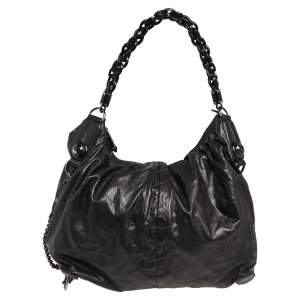 Pre Owned Gucci Black Soft Leather Galaxy Hobo