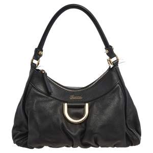 Gucci Black Leather Abbey D-Ring Hobo 