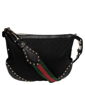 Pre Owned Gucci Black GG Canvas and Leather Medium Pelham Messenger Bag
