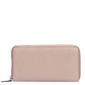 Pre Owned Gucci Pink Calf Leather Microguccissima Long Wallet