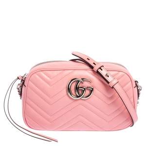 Pre Owned حقيبة كتف غوتشي مارمونت جي جي جلد ماتيلاس وردي صغيرة 