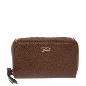 Gucci Brown Leather Zip Around Wallet