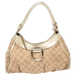 Pre Owned Gucci Beige/Gold Guccissima Abbey D-Ring Hobo 
