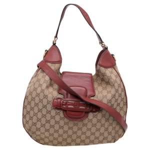 Gucci Beige/Brown GG Canvas And Leather Dressage Hobo