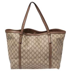 Gucci Beige/Brown GG Supreme Canvas and Leather Nice Tote