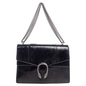 Pre Owned Gucci Black Python Medium Dionysus Shoulder Bag