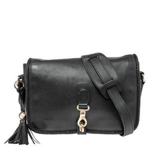 Pre Owned Gucci Black Leather Medium Marrakech Tassel Shoulder Bag