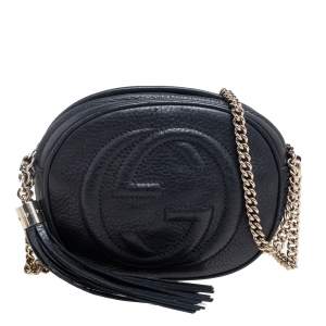 Gucci Black Leather Mini Soho Disco Chain Crossbody Bag