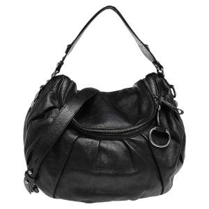 Pre Owned Gucci Black Leather Medium Icon Bit Convertible Hobo