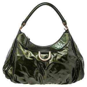 Gucci Green Patent Leather D Ring Hobo 