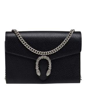 Gucci Black Leather Mini Dionysus Wallet On Chain