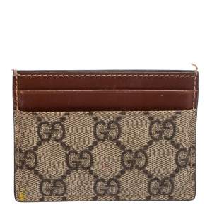 Gucci Beige/Brown GG Supreme Canvas Card Holder
