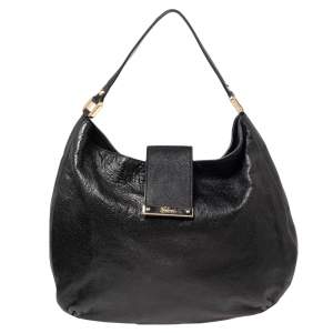 مملوكة مسبقًا Gucci Black Guccissima Leather New Ladies Web Hobo