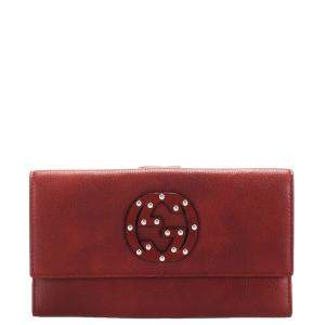 Gucci Red Studded Leather Soho Long Wallet