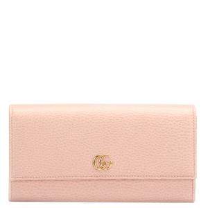 Gucci Pink Calfskin Leather GG Marmont Continental Wallet