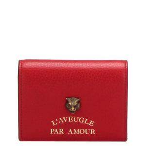 Gucci Red Calfskin Leather L'aveugle Par Amour Leather Small Wallet