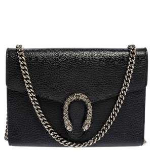 مملوكة مسبقًا Gucci Black Leather Mini Dionysus Wallet On Chain