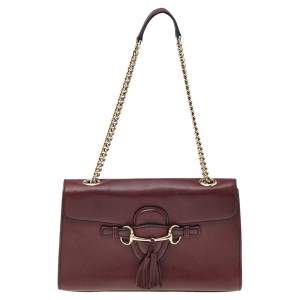 Gucci Burgundy Leather Medium Emily Chain Shoulder Bag