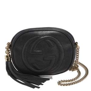 مملوكة مسبقًا Gucci Black Leather Mini Soho Disco Chain Crossbody Bag
