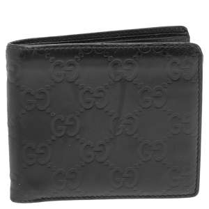 Gucci Black Guccissima Leather Bifold Wallet