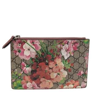 Gucci Rose GG Supreme Canvas Blooms Zip Pouch