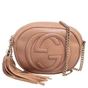 Gucci Beige Leather Mini Soho Disco Chain Crossbody Bag