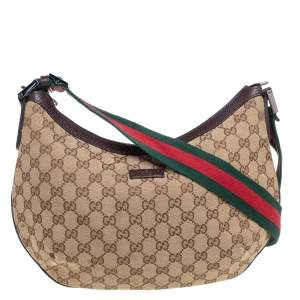 Pre Owned Gucci Beige/Brown GG Canvas Medium Web Messenger Bag