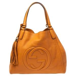 Pre Owned Gucci Orange Leather Medium Soho Shoulder Bag
