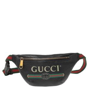 Gucci Black Leather Small Logo Belt Bag