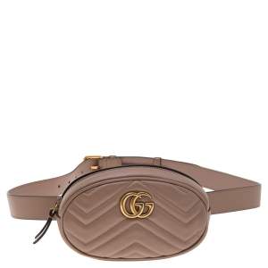 Gucci Biege Matelasse Leather GG Marmont Belt Bag 
