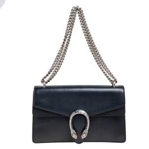 Pre Owned Gucci Black Leather Small Dionysus Shoulder Bag
