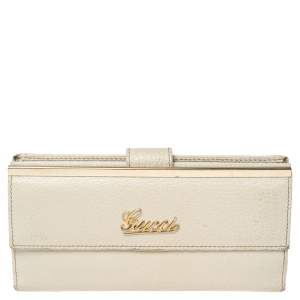 Gucci Cream Leather Continental Wallet