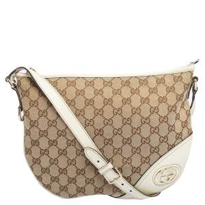 Gucci Brown/Beige GG Canvas and Leather Britt Messenger Bag