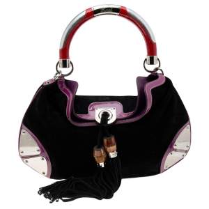 Pre Owned Gucci Multicolor Suede And Patent Leather Medium Babouska Indy Hobo