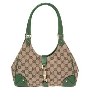 مملوكة مسبقًا Gucci Brown/Beige GG Canvas and Leather Small Bardot Hobo